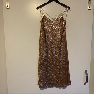 Zara | Elegant Rose Gold Sequin Slip Dress